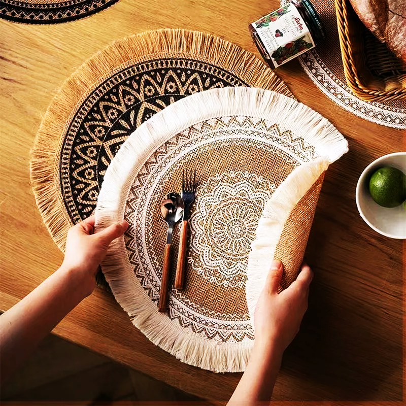 Eclectic Boho Round Jute Placemat