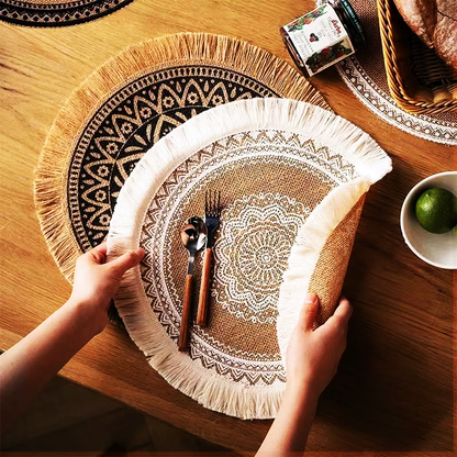 Eclectic Boho Round Jute Placemat