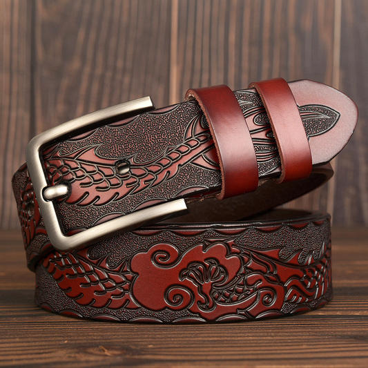 Justin Carved Genuine Cow Leather Belt For Men