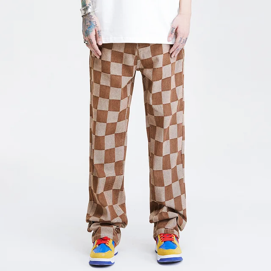 Relaxed Checkered Jeans