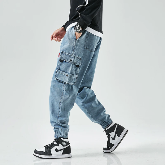 Denim Cargo Jogger Pants