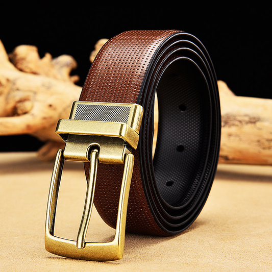 Fleck Reversible Leather Dot Pattern Belt For Men