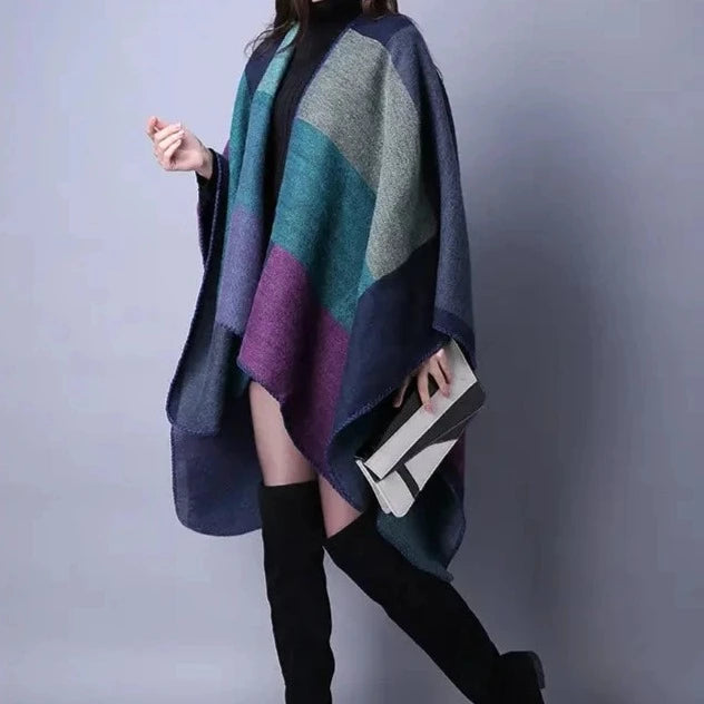 Sierra Plaid Pancho Cape Coat