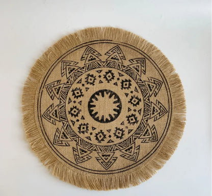 Eclectic Boho Round Jute Placemat