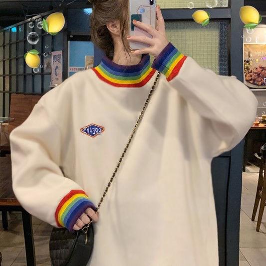 Rainbow Striped Oversize Sweatshirt